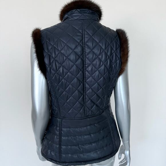 NEW!!! Rolf Schulte women navy color vest with natural mink size S Retail 1250$ - Picture 5 of 10